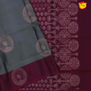 Grey with magenta border soft silk saree with motifs