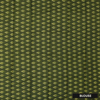 Dark Green Linen Cotton Saree with Contrast Blouse