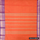 Orange With Purple Pure Chettinad Cotton Saree without Blouse