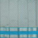 Pastel Green With SkyBlue Checked Silk Cotton Saree