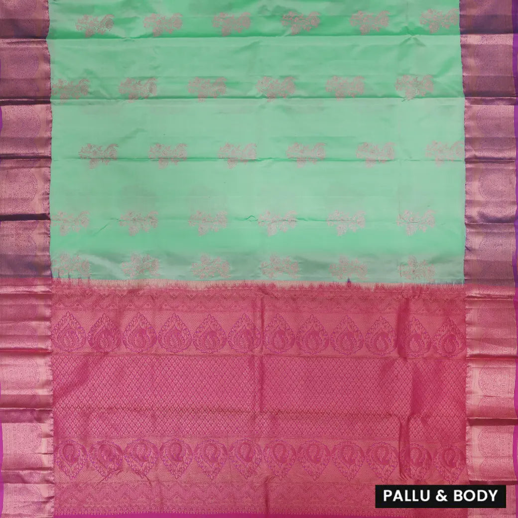 PISTA GREEN with DARK PINK pure soft silk saree