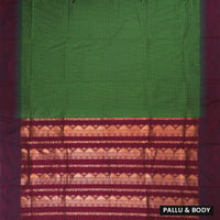 Green With Brown Premium Quality Kalyani Cotton Saree