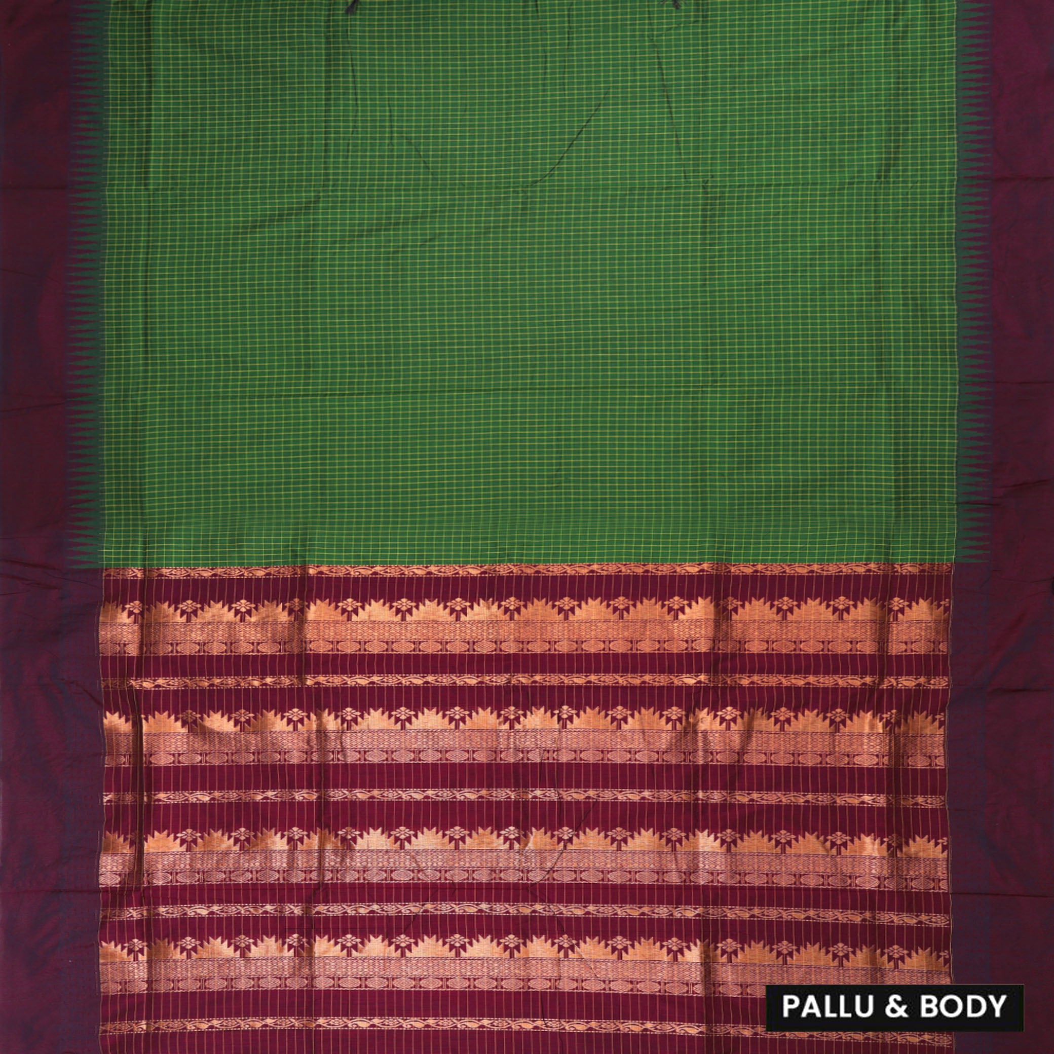 Green With Brown Premium Quality Kalyani Cotton Saree