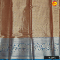 Biscuit Brown with Grey Floral Tussar Silk Saree