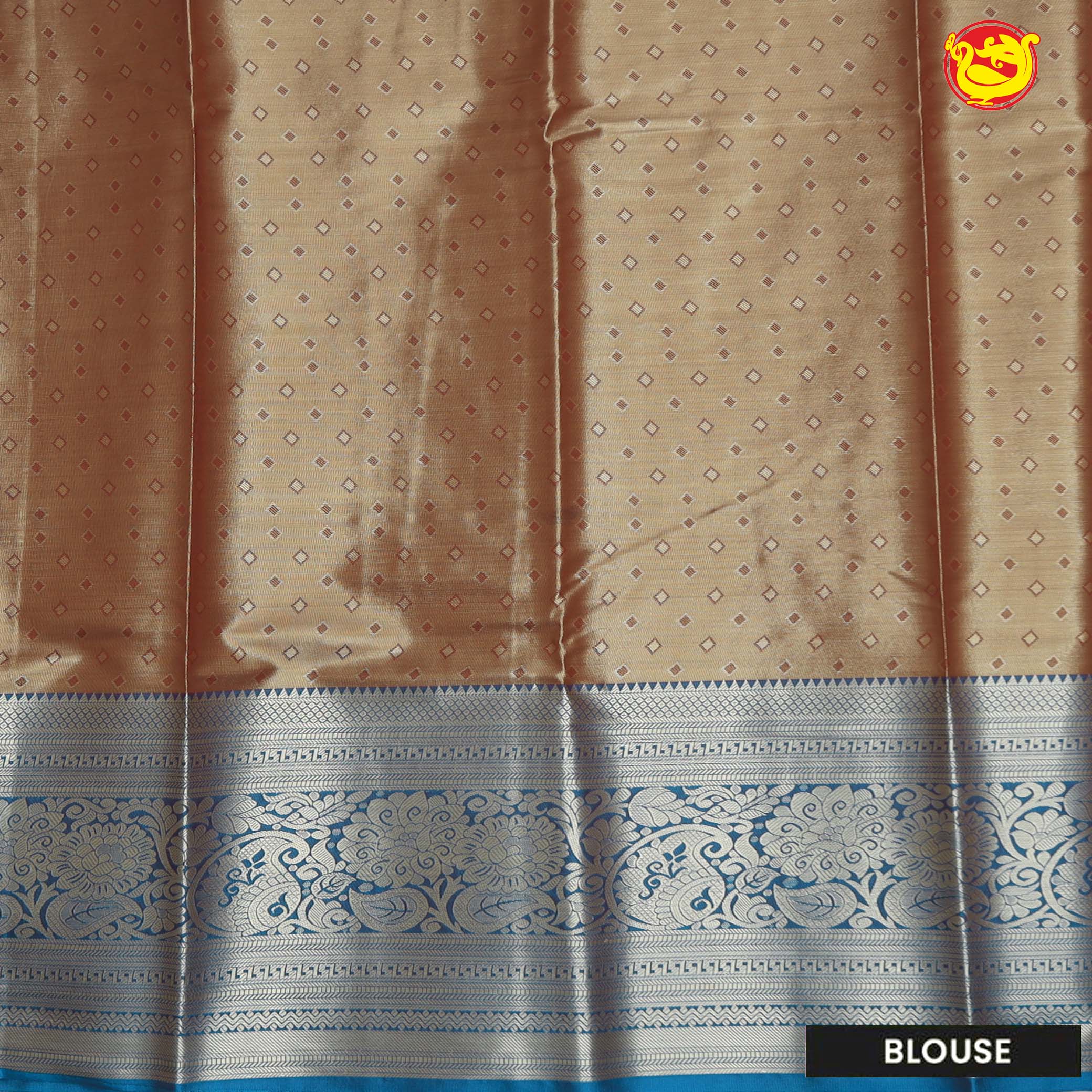 Biscuit Brown with Grey Floral Tussar Silk Saree