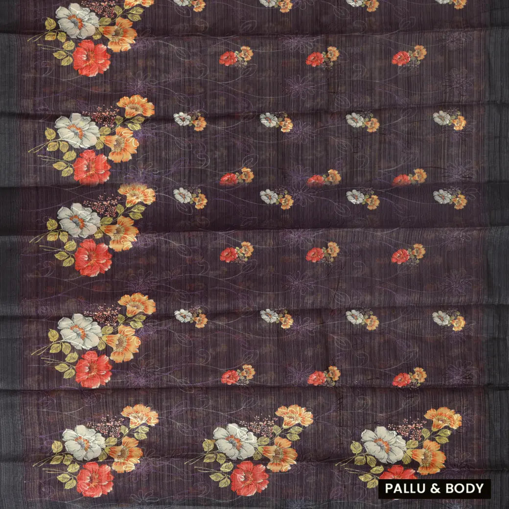 Drake Brown with Floral Design Trendy Tissue Fancy Saree