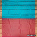 Turquoise Blue with Pink Soft Silk Saree