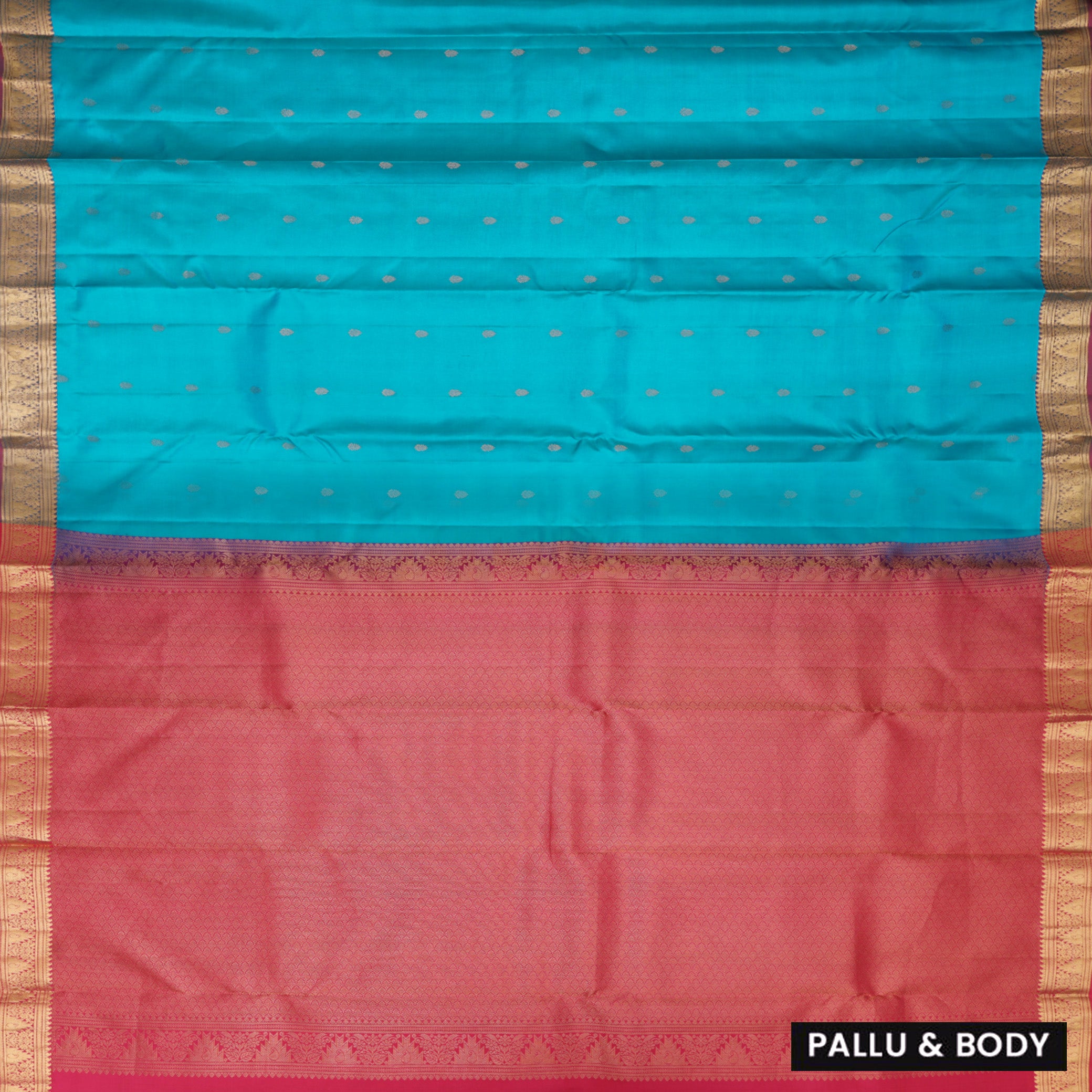 Turquoise Blue with Pink Soft Silk Saree