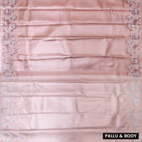 Peach Floral Design Tissue Silk Saree