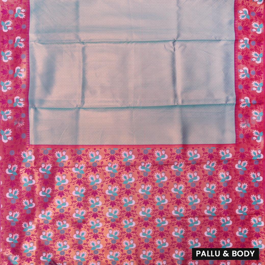 PALE SEAFORM GREEN WITH PURPLE LITCHI SILK SAREES