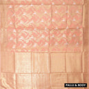 PEACH WITH WHITE FLORAL COPPER JERRY LINEN JACQUARD SAREES