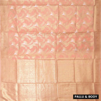 PEACH WITH WHITE FLORAL COPPER JERRY LINEN JACQUARD SAREES