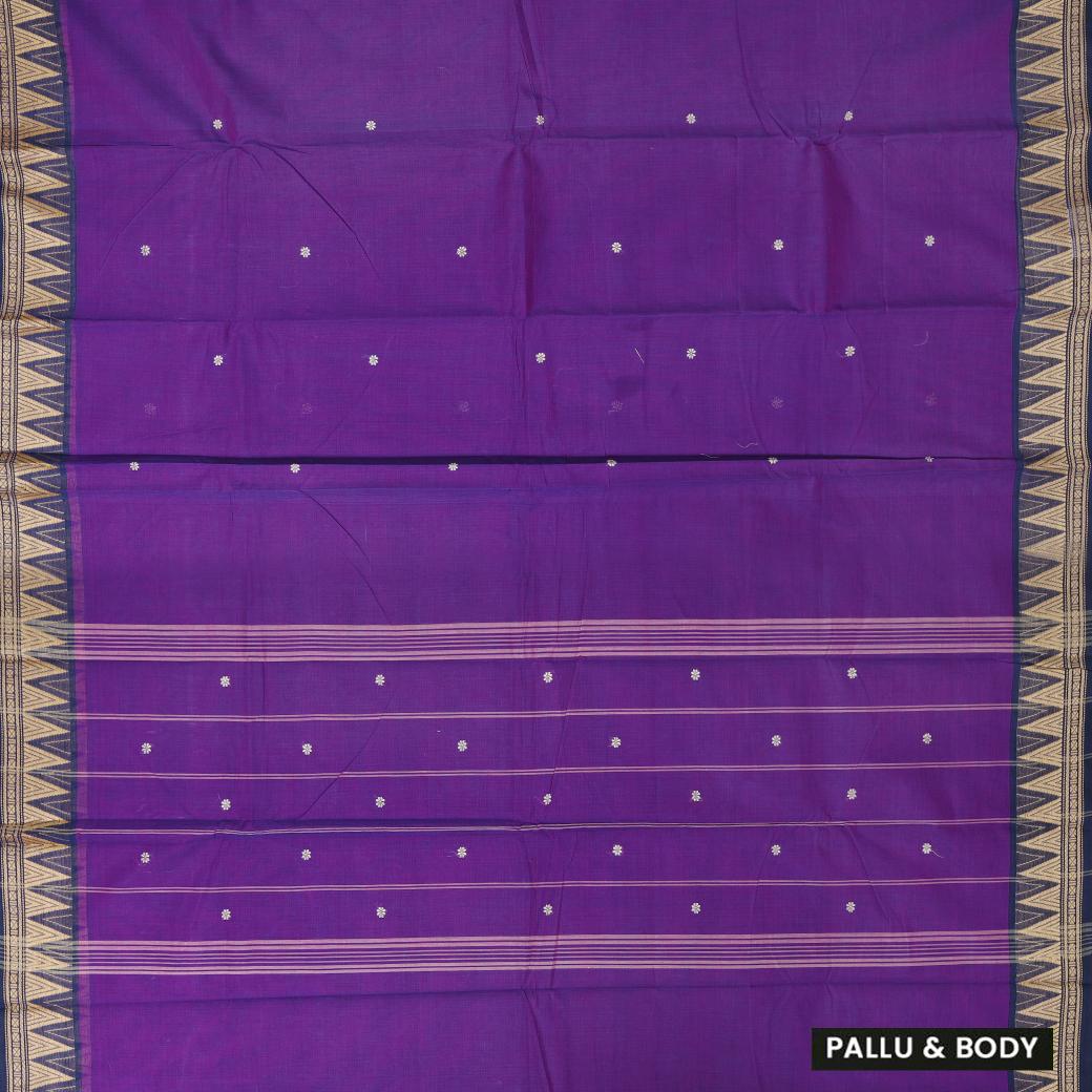 Dark Purple  With  Copper Zari  Pure Cotton Saree