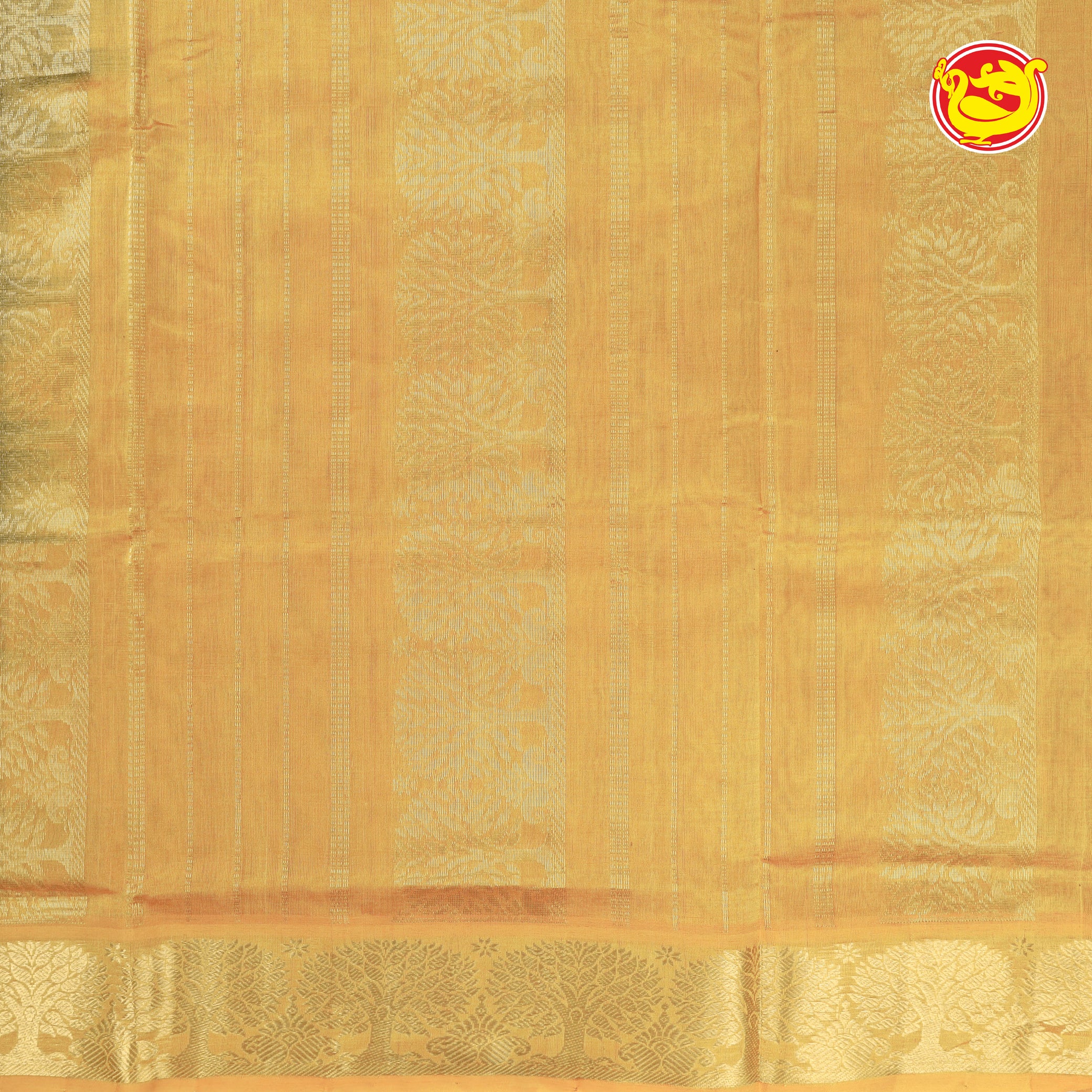 Brown with mustard yellow pure silk cotton saree