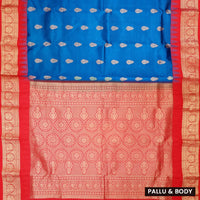 Royal Blue with Red hamsam silk saree