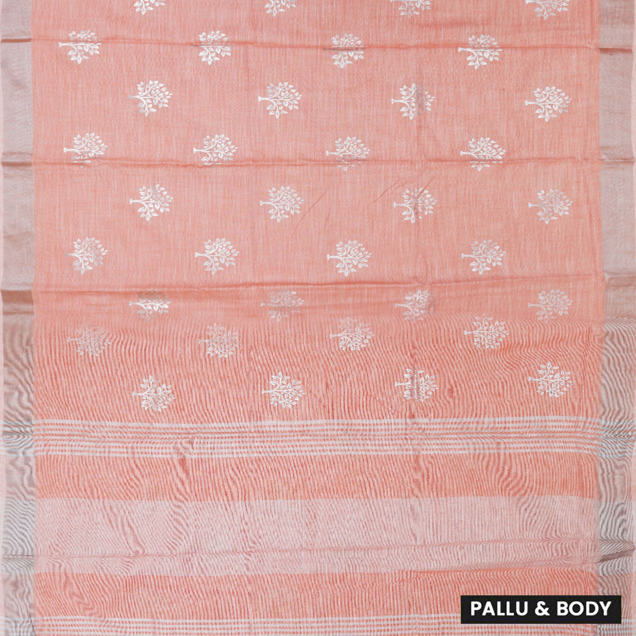Peach Color Linen Cotton Saree