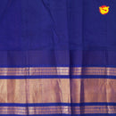 Lemon Yellow and Dark Blue With Gold Zari Floral Buttas Pure Silk Cotton Saree - Thenianantham