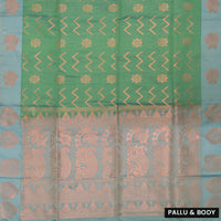 Mossy green with grey semi soft silk saree