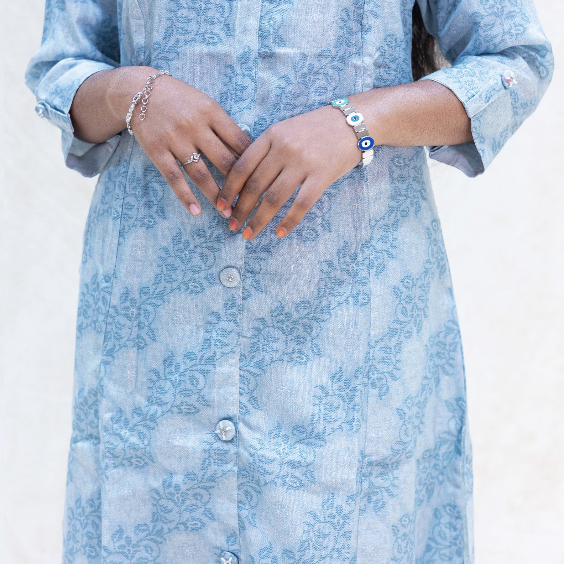 Thendral- Blue And White Ladies Branded Co-ord-set Readymade