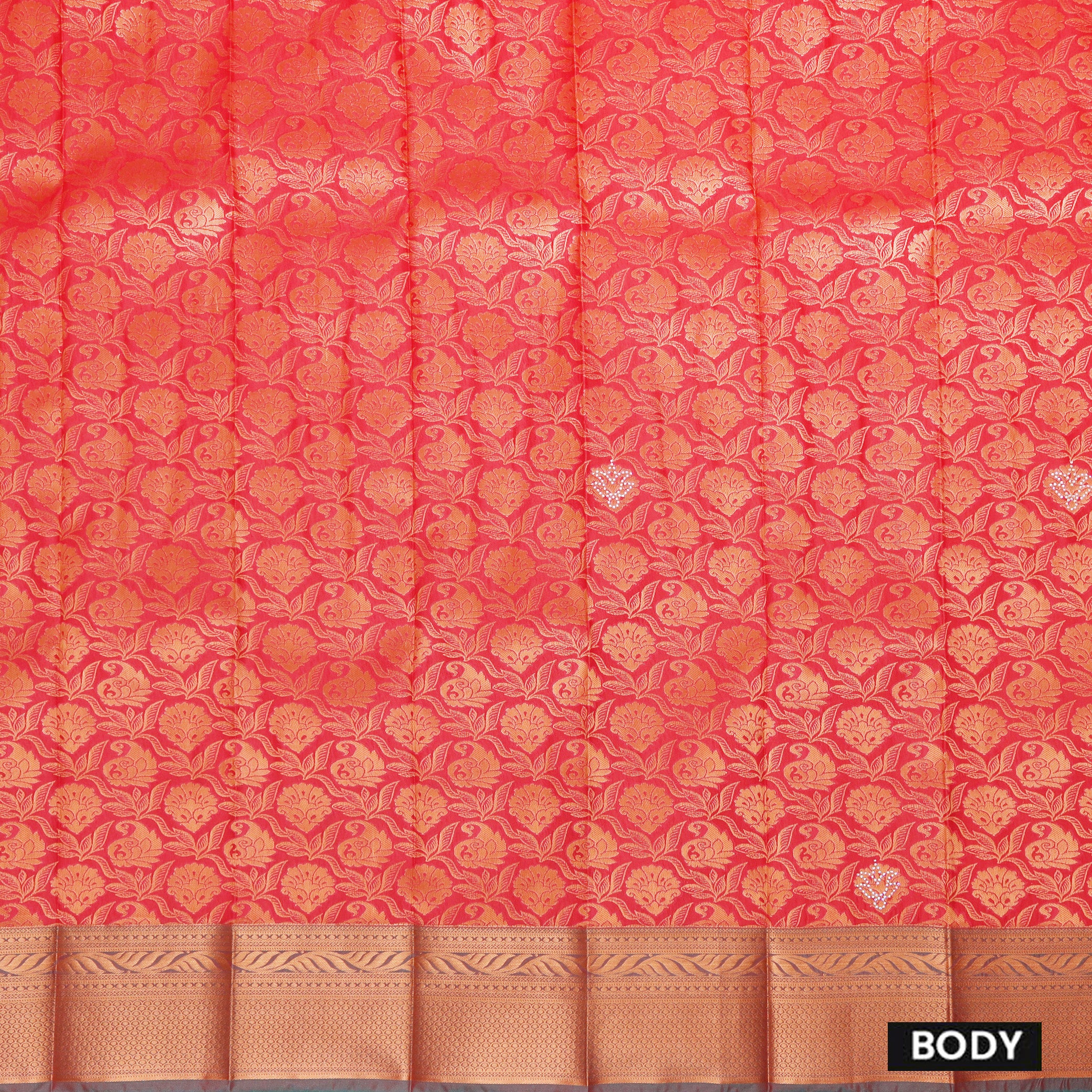Red with Peacock Green  Art Silk Saree