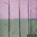 Lavender Purple With Bottle Green with Silver Zari checksc Soft Silk
