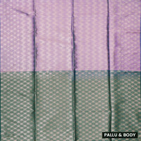 Lavender Purple With Bottle Green with Silver Zari checksc Soft Silk