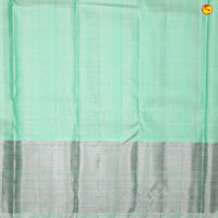 Blue With Pista Green Gold And Silver Floral Buttas Motifs and Stripes Silver Zari Border Yuvana Pure Soft Silk Saree - Thenianantham