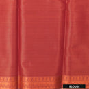 Couple Combo Tissue Silk Set – Men’s Shirt & Dhoti with Matching Women’s Saree With Coral  Colour With Copper Zari Border