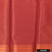 Couple Combo Tissue Silk Set – Men’s Shirt & Dhoti with Matching Women’s Saree With Coral  Colour With Copper Zari Border
