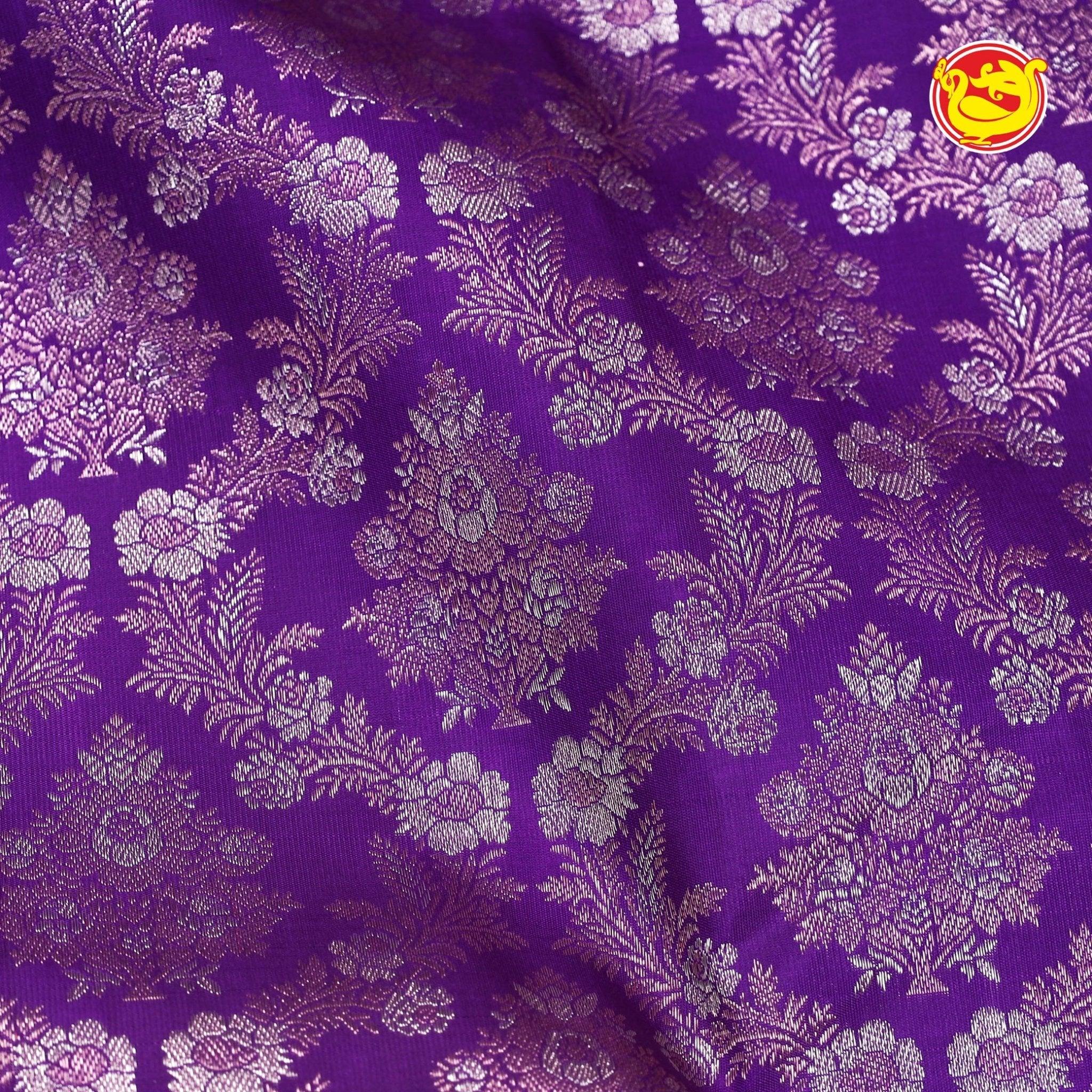 Purple with light rose wedding silk saree - Thenianantham