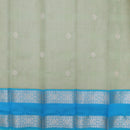 Pastel Green With SkyBlue Checked Silk Cotton Saree