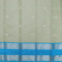 Pastel Green With SkyBlue Checked Silk Cotton Saree
