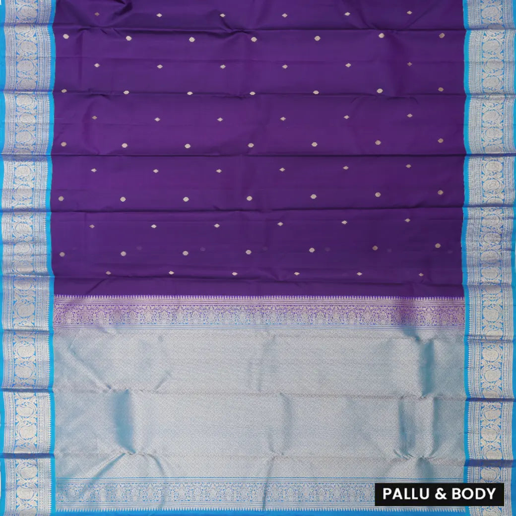 Deep Purple with Skyblue Soft Silk Saree