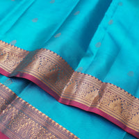 Turquoise Blue with Pink Soft Silk Saree