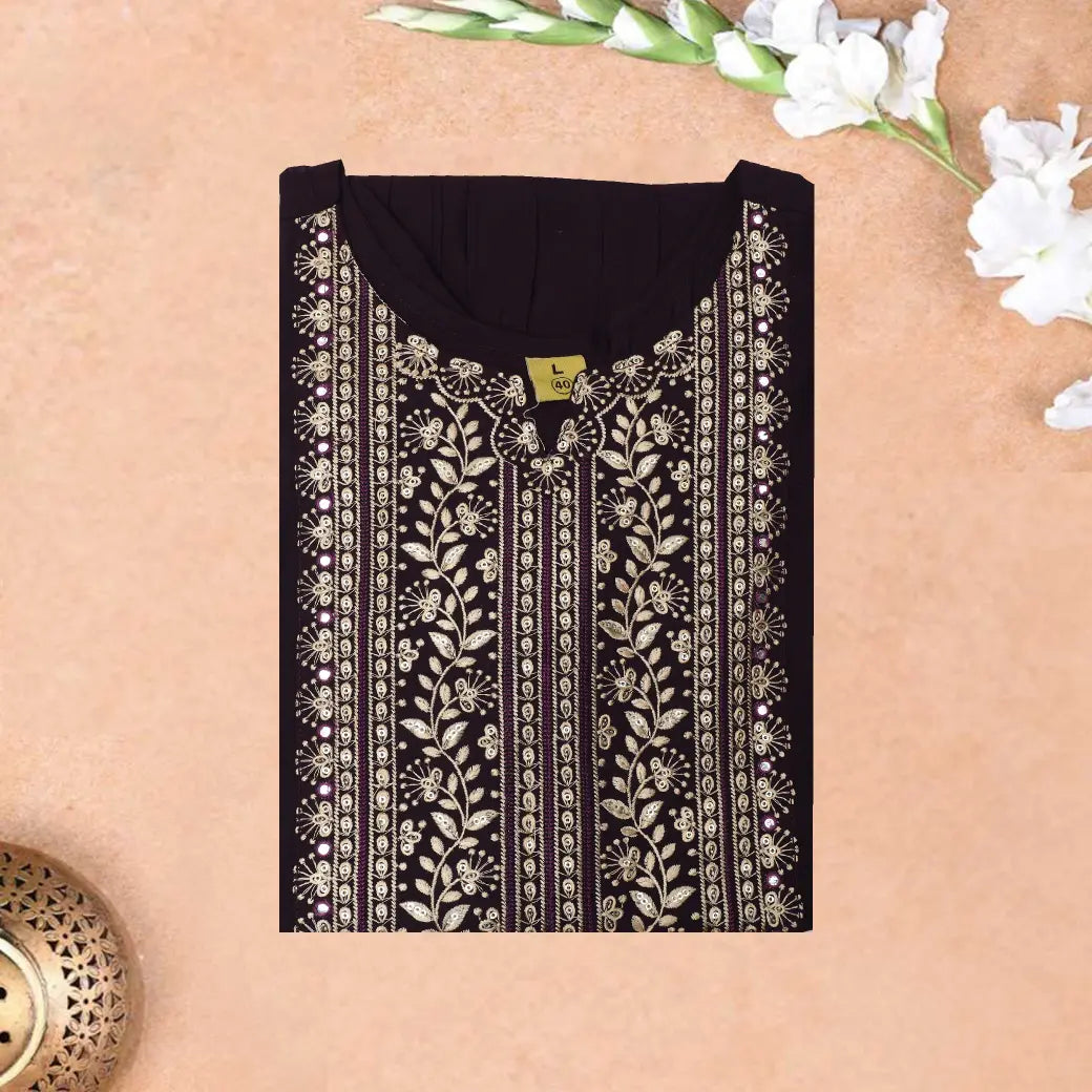 Wine Printed Ladies Branded Readymade Long Top