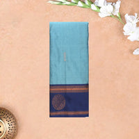 Light Sky Blue With Navy Blue Border  Arani Silk Saree