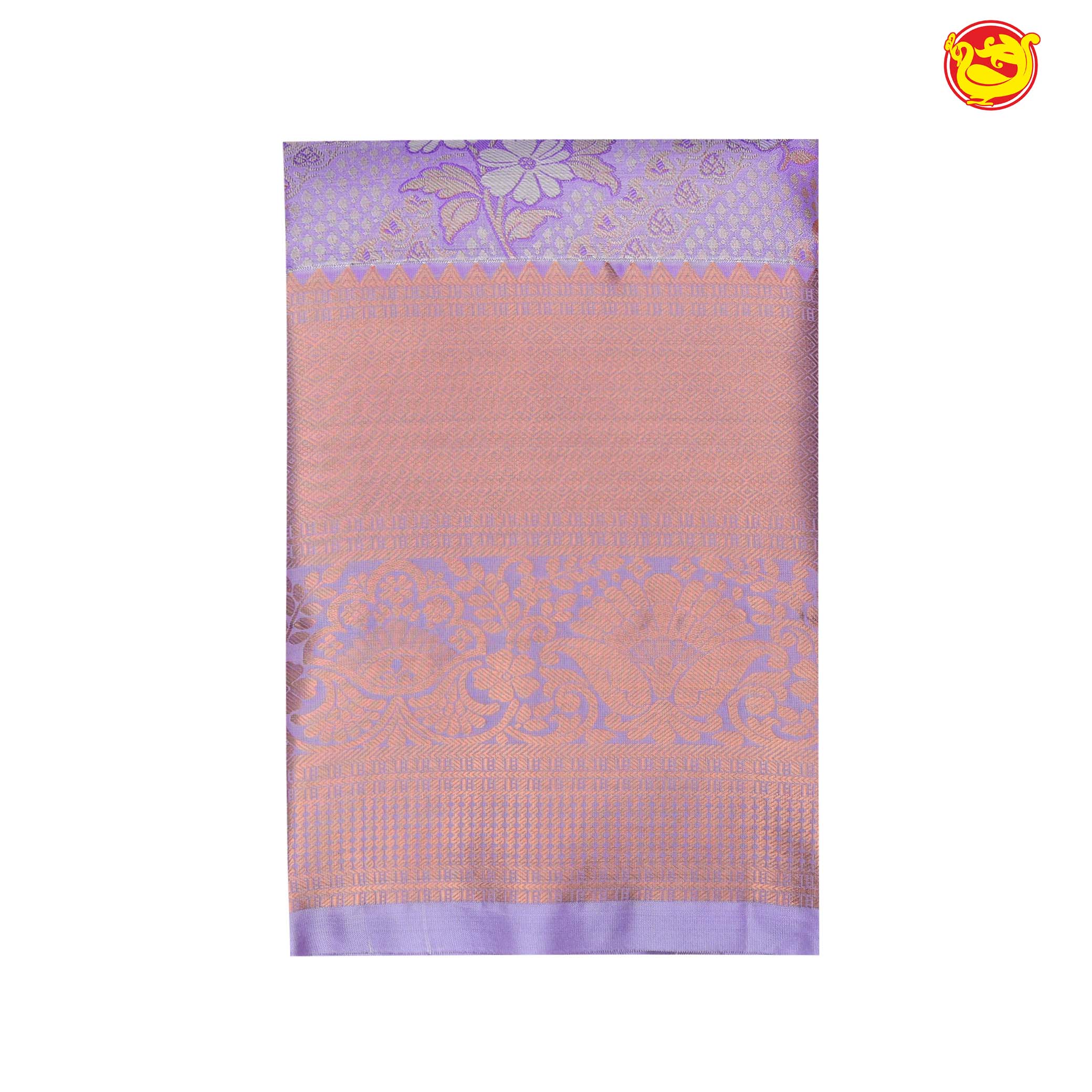 Purple with Copper Floral Design Tussar Silk Saree