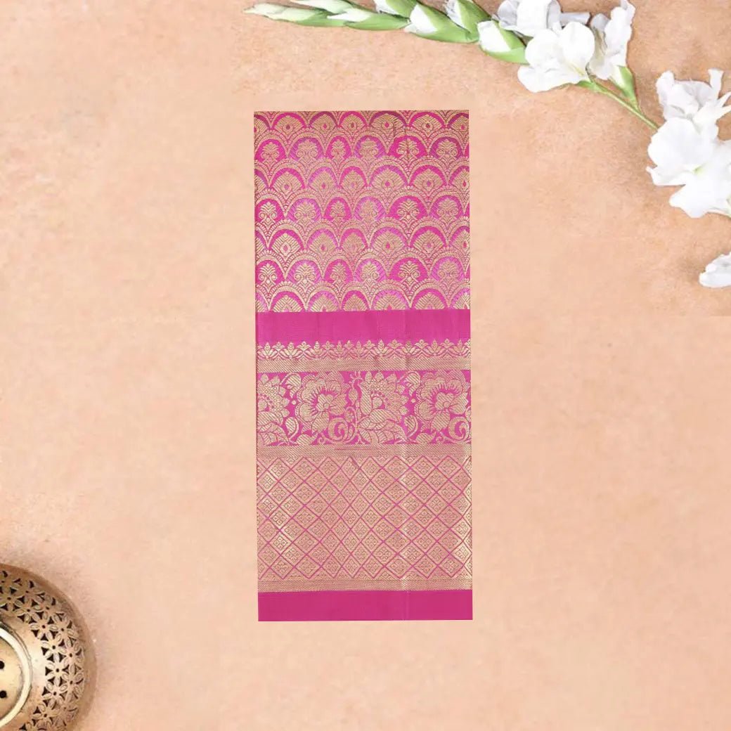 Gold & Light Pink with Light Pink Border Pure Thirupuvanam Wedding Silk Saree