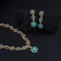 American diamond stone necklace with earrings - Thenianantham