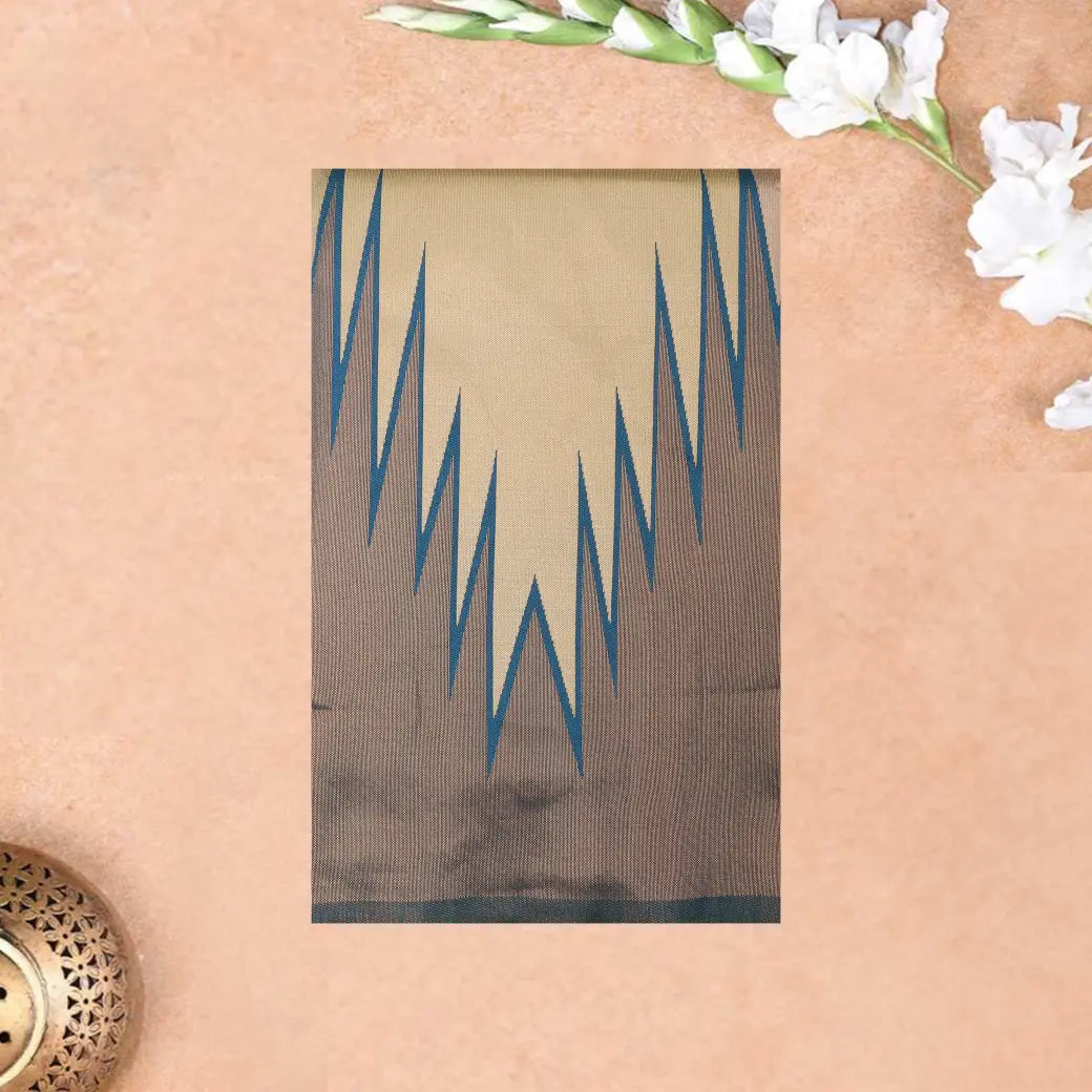 Light Gold with Dark Blue Tissue Silk Saree