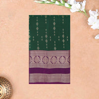 Dark Green With Dark Purple Gold Zari Yuvana Semi Soft Silk Saree