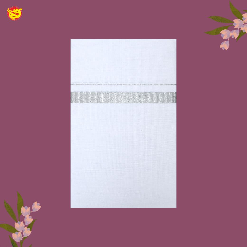 White with GREY Fancy Border Single Layer Cotton Men’s Dhoti