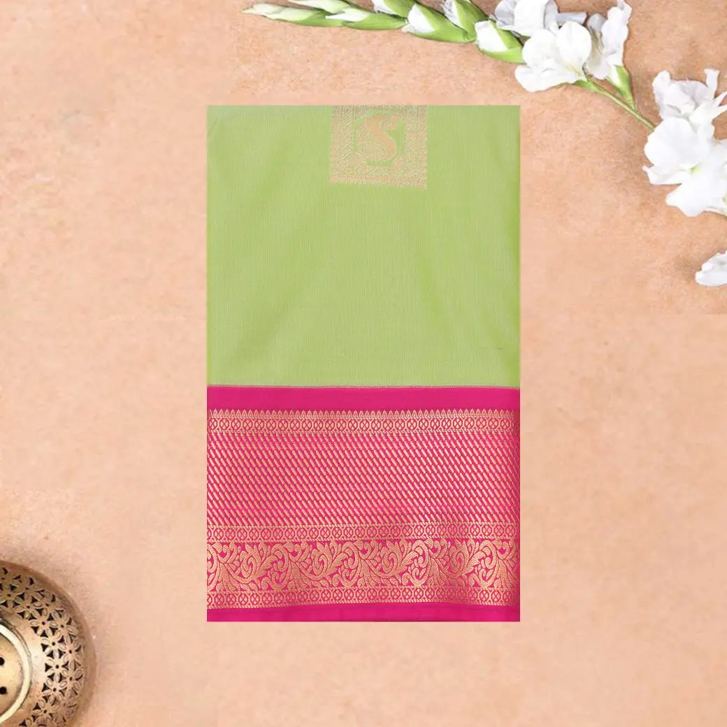 Pista Green and Rani Pink Soft Silk Saree