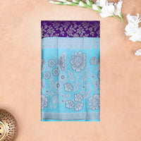 Purple with Sky Blue  Kanchipuram Wedding silk saree