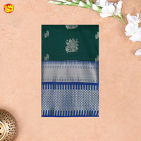 Dark Green with Blue Soft Silk Saree
