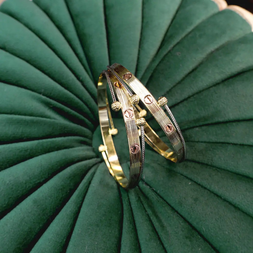 Dual tone bangles pair