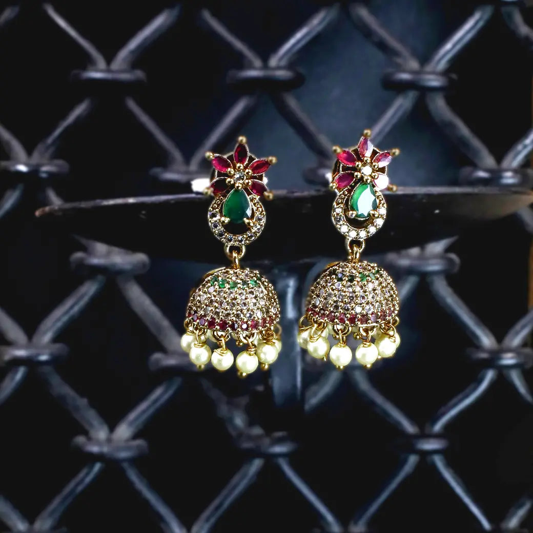 Ruby and emerald kook alike jhumkas