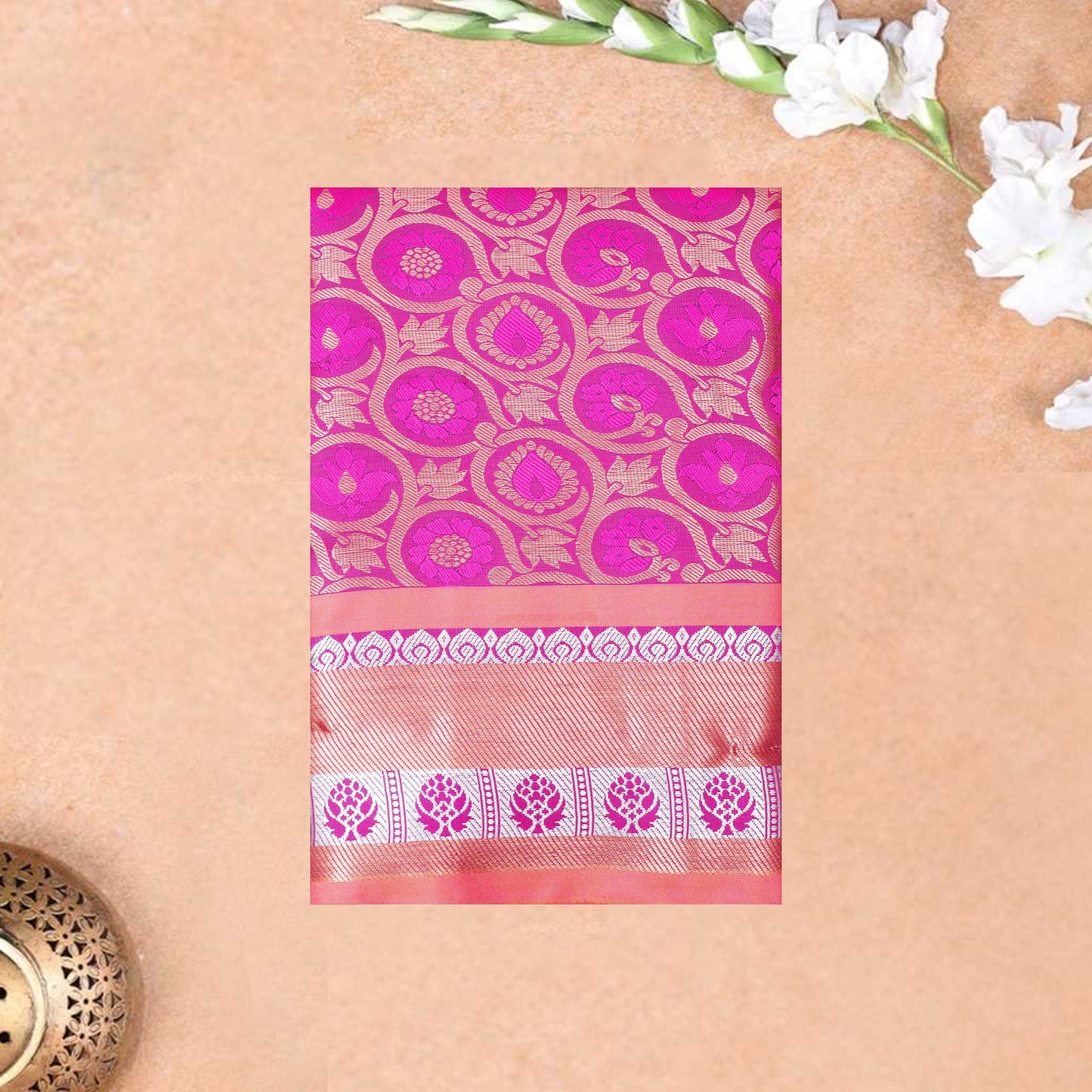 Pink Color  Art Pattu Pavadai Material