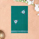 Green Linen Cotton Saree with Contrast Blouse