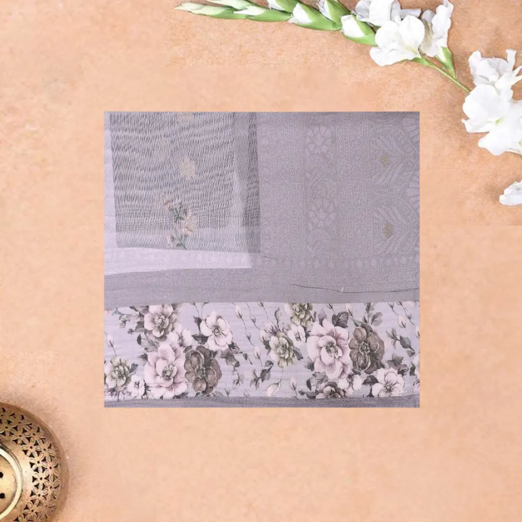 LIGHTPURPLE Semi Burberry Silk Saree